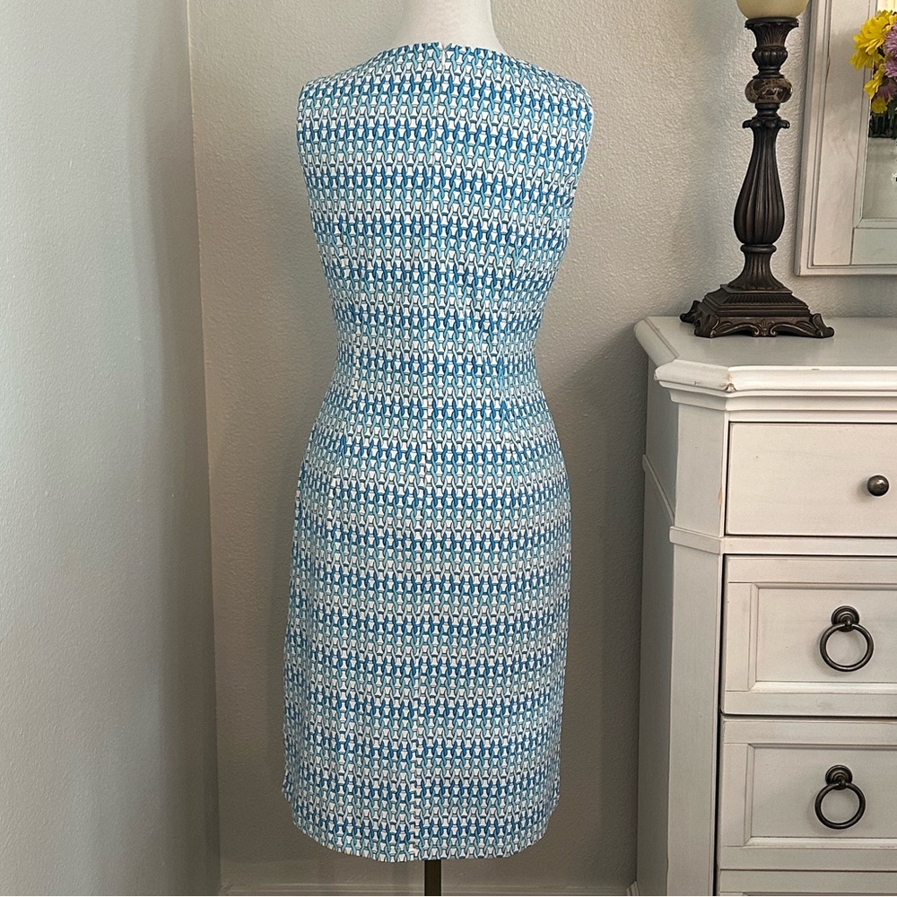 J. McLaughlin Sophia Catalina Cloth Sleeveless Geometric Blue White Size Medium‎ - Picture 3 of 12